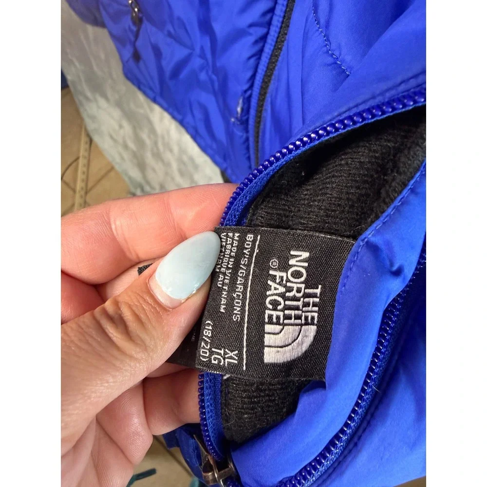 THE NORTH FACE Reversible Jacket Boys XL 18 20 Blue Black Sherpa Puffer
